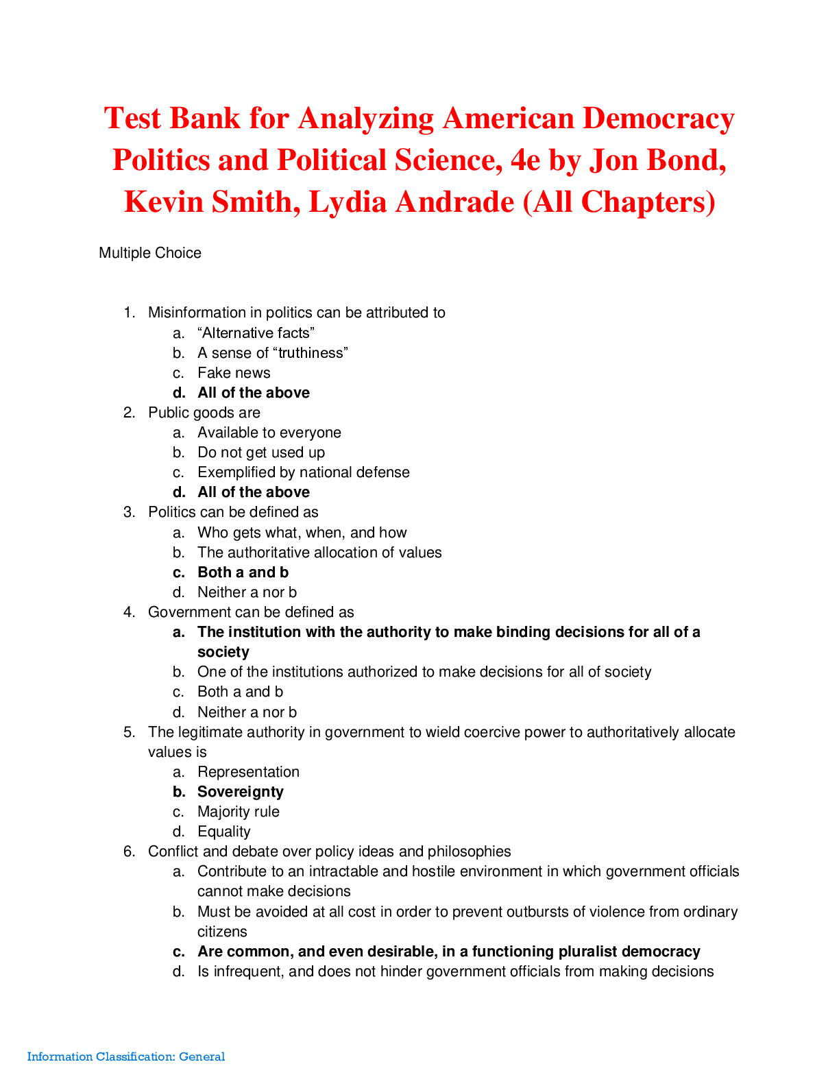 Preview of Analyzing American Democracy Politics and Political Science, 4e by Jon Bond, Kevin Smith,